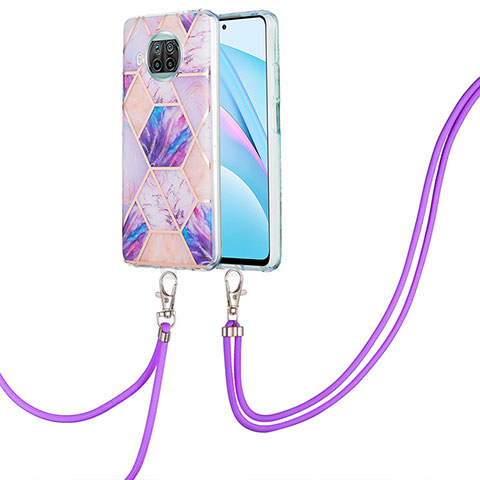 Coque Silicone Motif Fantaisie Souple Couleur Unie Etui Housse avec Laniere Strap Y01B pour Xiaomi Mi 10i 5G Violet Clair