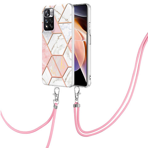 Coque Silicone Motif Fantaisie Souple Couleur Unie Etui Housse avec Laniere Strap Y01B pour Xiaomi Mi 11i 5G (2022) Rose