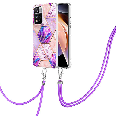 Coque Silicone Motif Fantaisie Souple Couleur Unie Etui Housse avec Laniere Strap Y01B pour Xiaomi Mi 11i 5G (2022) Violet Clair