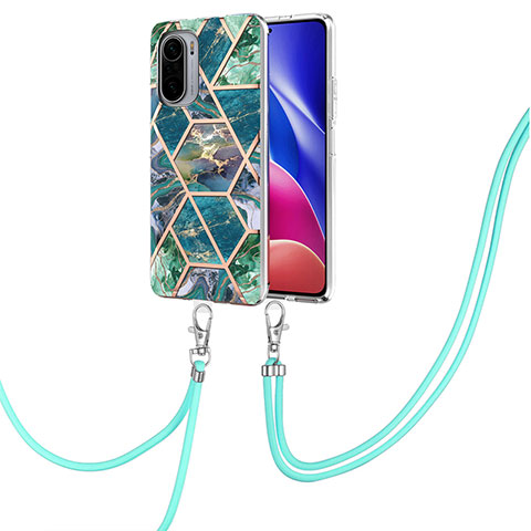 Coque Silicone Motif Fantaisie Souple Couleur Unie Etui Housse avec Laniere Strap Y01B pour Xiaomi Mi 11X Pro 5G Vert Nuit