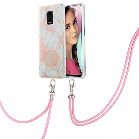 Coque Silicone Motif Fantaisie Souple Couleur Unie Etui Housse avec Laniere Strap Y01B pour Xiaomi Poco M2 Pro Rose