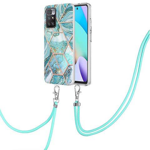 Coque Silicone Motif Fantaisie Souple Couleur Unie Etui Housse avec Laniere Strap Y01B pour Xiaomi Redmi 10 (2022) Pastel Vert