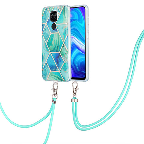 Coque Silicone Motif Fantaisie Souple Couleur Unie Etui Housse avec Laniere Strap Y01B pour Xiaomi Redmi 10X 4G Vert