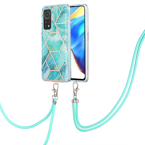 Coque Silicone Motif Fantaisie Souple Couleur Unie Etui Housse avec Laniere Strap Y01B pour Xiaomi Redmi K30S 5G Pastel Vert