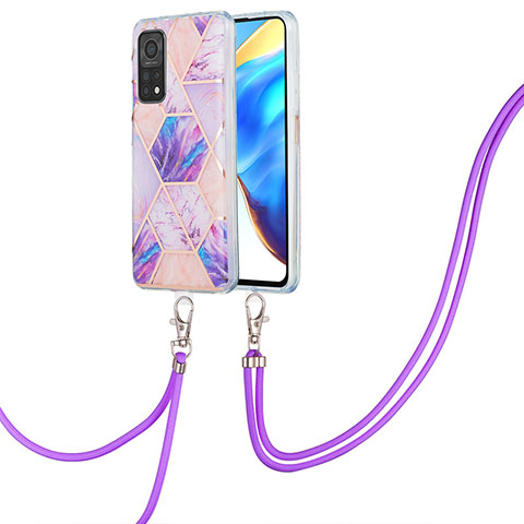 Coque Silicone Motif Fantaisie Souple Couleur Unie Etui Housse avec Laniere Strap Y01B pour Xiaomi Redmi K30S 5G Violet Clair