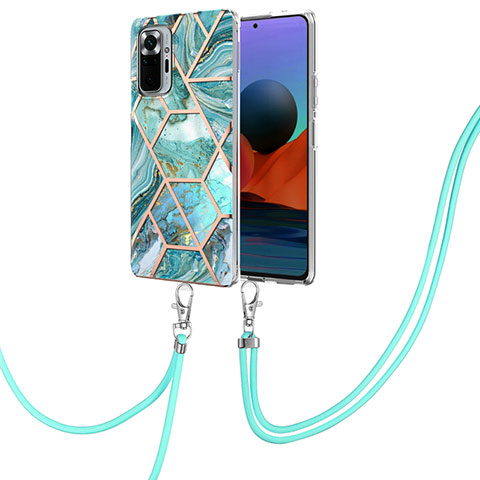 Coque Silicone Motif Fantaisie Souple Couleur Unie Etui Housse avec Laniere Strap Y01B pour Xiaomi Redmi Note 10 Pro 4G Vert