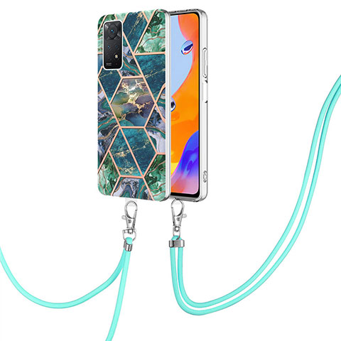 Coque Silicone Motif Fantaisie Souple Couleur Unie Etui Housse avec Laniere Strap Y01B pour Xiaomi Redmi Note 11 Pro 4G Vert Nuit