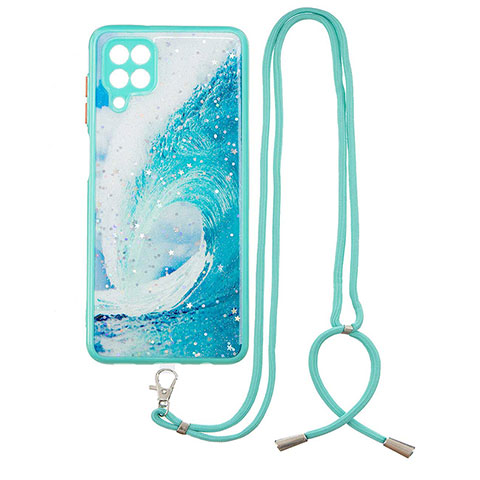 Coque Silicone Motif Fantaisie Souple Couleur Unie Etui Housse avec Laniere Strap Y01X pour Samsung Galaxy A12 Vert