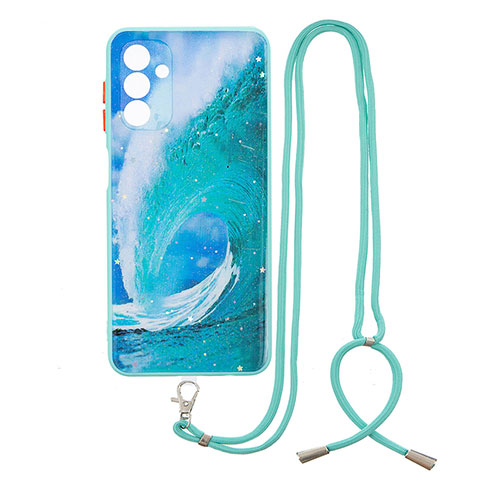 Coque Silicone Motif Fantaisie Souple Couleur Unie Etui Housse avec Laniere Strap Y01X pour Samsung Galaxy A13 5G Vert