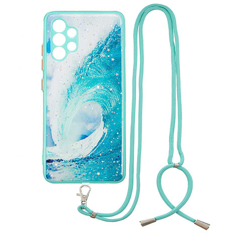 Coque Silicone Motif Fantaisie Souple Couleur Unie Etui Housse avec Laniere Strap Y01X pour Samsung Galaxy A32 4G Vert