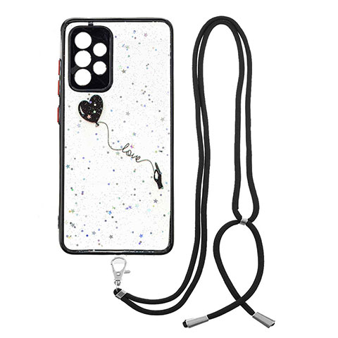 Coque Silicone Motif Fantaisie Souple Couleur Unie Etui Housse avec Laniere Strap Y01X pour Samsung Galaxy A33 5G Noir