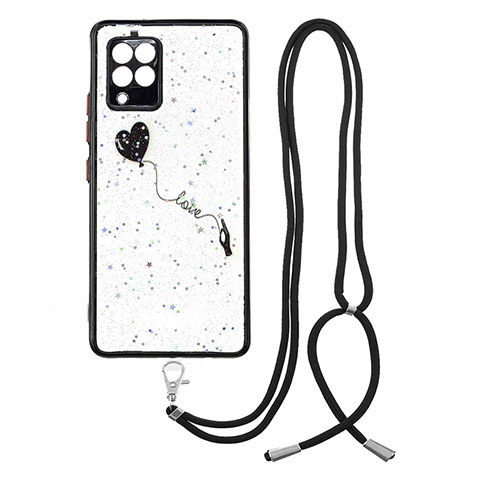 Coque Silicone Motif Fantaisie Souple Couleur Unie Etui Housse avec Laniere Strap Y01X pour Samsung Galaxy A42 5G Noir