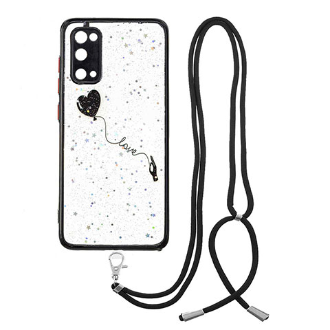 Coque Silicone Motif Fantaisie Souple Couleur Unie Etui Housse avec Laniere Strap Y01X pour Samsung Galaxy S20 5G Noir