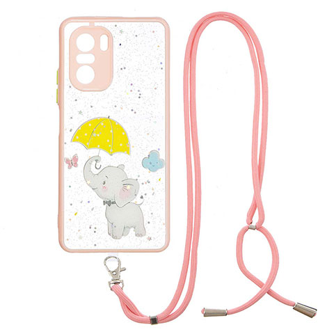 Coque Silicone Motif Fantaisie Souple Couleur Unie Etui Housse avec Laniere Strap Y01X pour Xiaomi Poco F3 5G Jaune