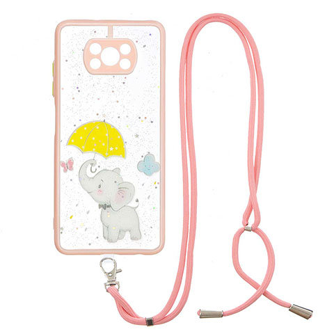 Coque Silicone Motif Fantaisie Souple Couleur Unie Etui Housse avec Laniere Strap Y01X pour Xiaomi Poco X3 Jaune