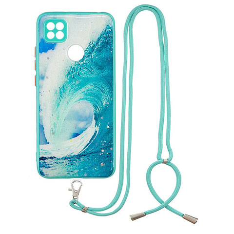 Coque Silicone Motif Fantaisie Souple Couleur Unie Etui Housse avec Laniere Strap Y01X pour Xiaomi Redmi 10A 4G Vert