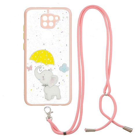 Coque Silicone Motif Fantaisie Souple Couleur Unie Etui Housse avec Laniere Strap Y01X pour Xiaomi Redmi 10X 4G Jaune