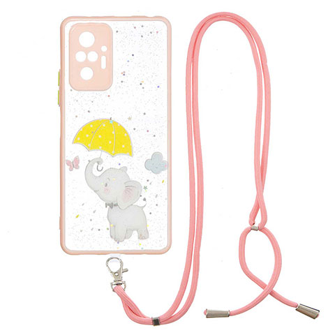 Coque Silicone Motif Fantaisie Souple Couleur Unie Etui Housse avec Laniere Strap Y01X pour Xiaomi Redmi Note 10 Pro 4G Jaune