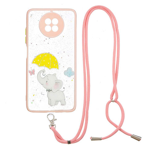 Coque Silicone Motif Fantaisie Souple Couleur Unie Etui Housse avec Laniere Strap Y01X pour Xiaomi Redmi Note 9T 5G Jaune