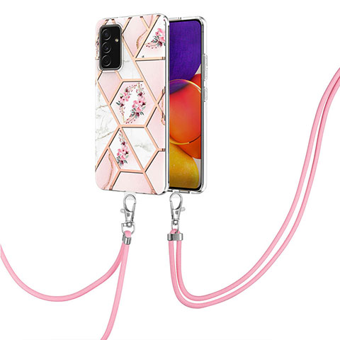 Coque Silicone Motif Fantaisie Souple Couleur Unie Etui Housse avec Laniere Strap Y02B pour Samsung Galaxy A05s Rose