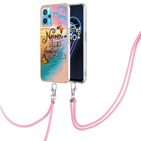 Coque Silicone Motif Fantaisie Souple Couleur Unie Etui Housse avec Laniere Strap Y03B pour Realme 9 4G Mixte