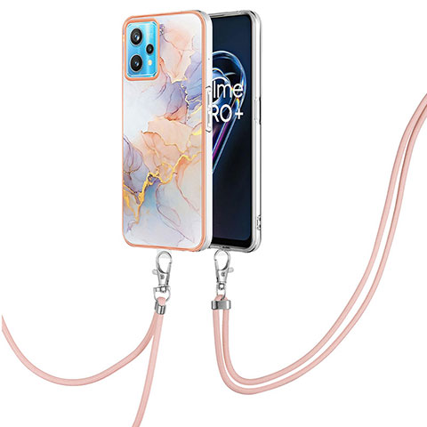 Coque Silicone Motif Fantaisie Souple Couleur Unie Etui Housse avec Laniere Strap Y03B pour Realme 9 Pro 5G Violet Clair