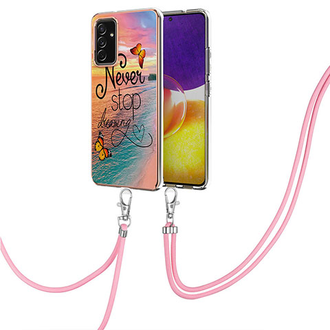 Coque Silicone Motif Fantaisie Souple Couleur Unie Etui Housse avec Laniere Strap Y03B pour Samsung Galaxy A05s Mixte