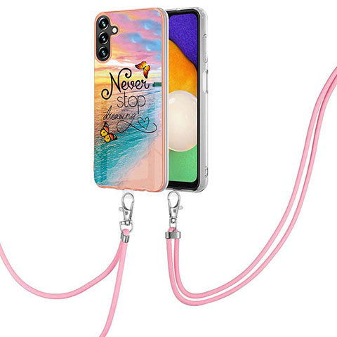 Coque Silicone Motif Fantaisie Souple Couleur Unie Etui Housse avec Laniere Strap Y03B pour Samsung Galaxy A13 5G Mixte