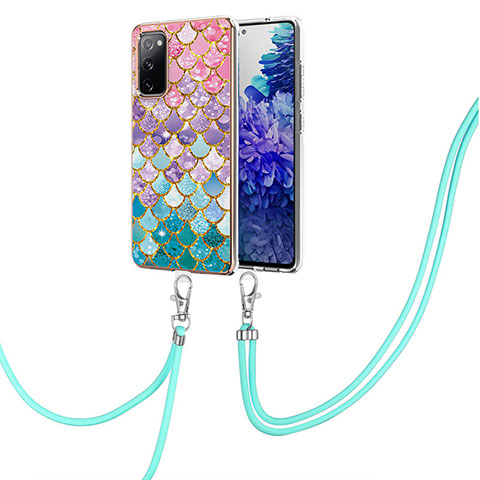 Coque Silicone Motif Fantaisie Souple Couleur Unie Etui Housse avec Laniere Strap Y03B pour Samsung Galaxy S20 FE 5G Colorful