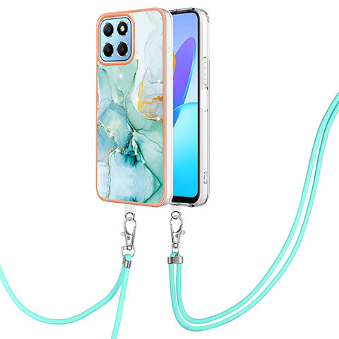 Coque Silicone Motif Fantaisie Souple Couleur Unie Etui Housse avec Laniere Strap Y05B pour Huawei Honor X6 5G Vert