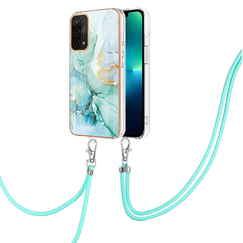 Coque Silicone Motif Fantaisie Souple Couleur Unie Etui Housse avec Laniere Strap Y05B pour OnePlus Nord N200 5G Vert