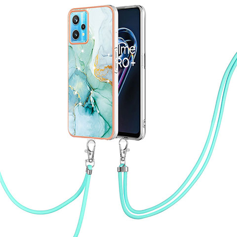 Coque Silicone Motif Fantaisie Souple Couleur Unie Etui Housse avec Laniere Strap Y05B pour Realme Narzo 50 Pro 5G Vert