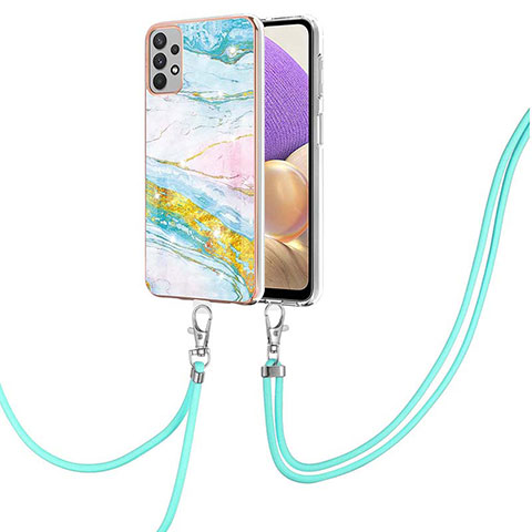 Coque Silicone Motif Fantaisie Souple Couleur Unie Etui Housse avec Laniere Strap Y05B pour Samsung Galaxy A23 4G Colorful