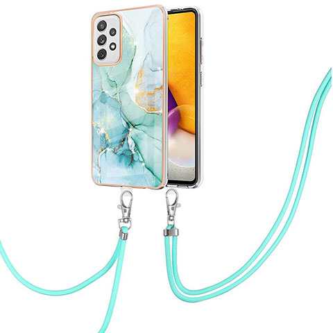 Coque Silicone Motif Fantaisie Souple Couleur Unie Etui Housse avec Laniere Strap Y05B pour Samsung Galaxy A72 4G Vert