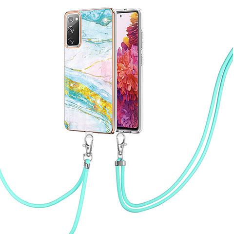 Coque Silicone Motif Fantaisie Souple Couleur Unie Etui Housse avec Laniere Strap Y05B pour Samsung Galaxy S20 FE (2022) 5G Colorful