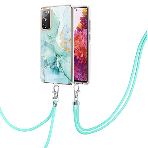 Coque Silicone Motif Fantaisie Souple Couleur Unie Etui Housse avec Laniere Strap Y05B pour Samsung Galaxy S20 FE 4G Vert