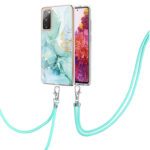 Coque Silicone Motif Fantaisie Souple Couleur Unie Etui Housse avec Laniere Strap Y05B pour Samsung Galaxy S20 FE 5G Vert