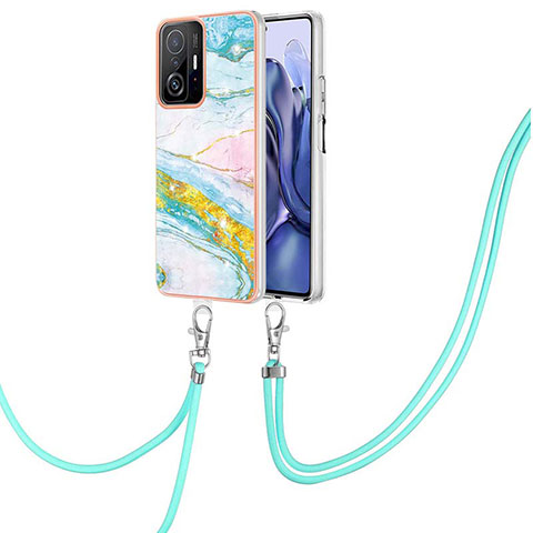 Coque Silicone Motif Fantaisie Souple Couleur Unie Etui Housse avec Laniere Strap Y05B pour Xiaomi Mi 11T Pro 5G Colorful