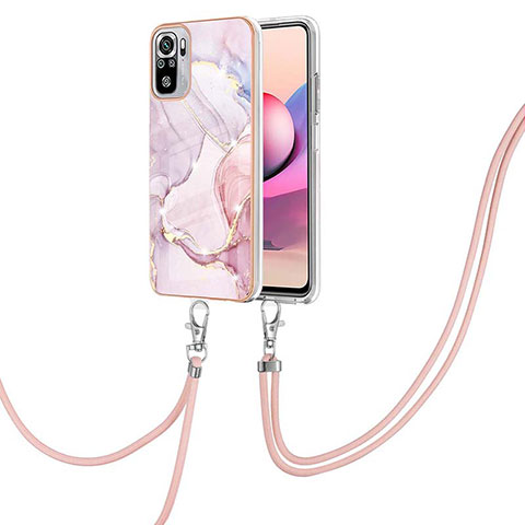 Coque Silicone Motif Fantaisie Souple Couleur Unie Etui Housse avec Laniere Strap Y05B pour Xiaomi Poco M5S Rose