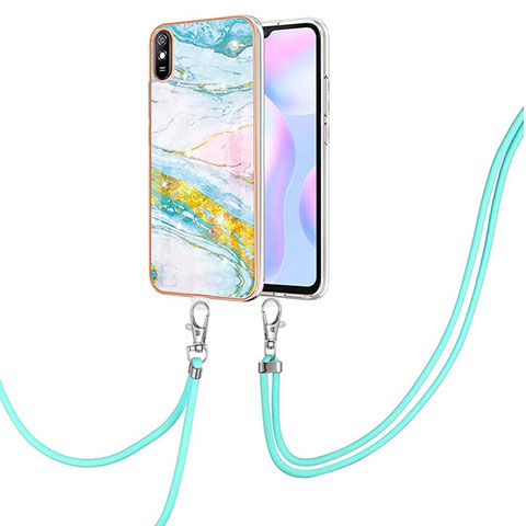 Coque Silicone Motif Fantaisie Souple Couleur Unie Etui Housse avec Laniere Strap Y05B pour Xiaomi Redmi 9AT Colorful