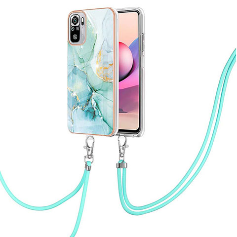 Coque Silicone Motif Fantaisie Souple Couleur Unie Etui Housse avec Laniere Strap Y05B pour Xiaomi Redmi Note 10 4G Vert