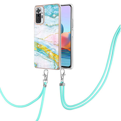 Coque Silicone Motif Fantaisie Souple Couleur Unie Etui Housse avec Laniere Strap Y05B pour Xiaomi Redmi Note 10 Pro 4G Colorful