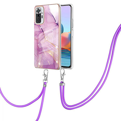 Coque Silicone Motif Fantaisie Souple Couleur Unie Etui Housse avec Laniere Strap Y05B pour Xiaomi Redmi Note 10 Pro 4G Violet Clair