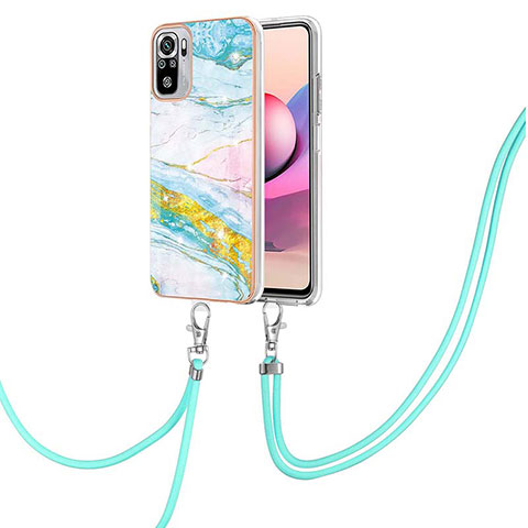 Coque Silicone Motif Fantaisie Souple Couleur Unie Etui Housse avec Laniere Strap Y05B pour Xiaomi Redmi Note 10S 4G Colorful