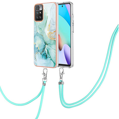 Coque Silicone Motif Fantaisie Souple Couleur Unie Etui Housse avec Laniere Strap Y05B pour Xiaomi Redmi Note 11 4G (2021) Vert