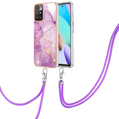 Coque Silicone Motif Fantaisie Souple Couleur Unie Etui Housse avec Laniere Strap Y05B pour Xiaomi Redmi Note 11 4G (2021) Violet Clair