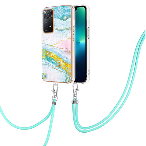 Coque Silicone Motif Fantaisie Souple Couleur Unie Etui Housse avec Laniere Strap Y05B pour Xiaomi Redmi Note 11 4G (2022) Colorful