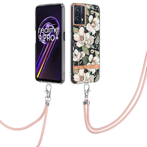 Coque Silicone Motif Fantaisie Souple Couleur Unie Etui Housse avec Laniere Strap Y06B pour Realme 9 5G Blanc