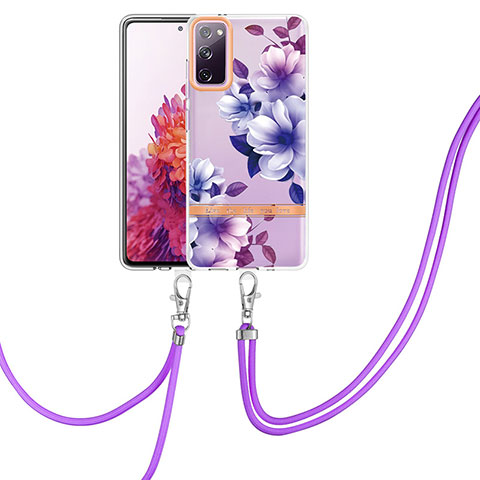 Coque Silicone Motif Fantaisie Souple Couleur Unie Etui Housse avec Laniere Strap Y06B pour Samsung Galaxy S20 FE (2022) 5G Violet