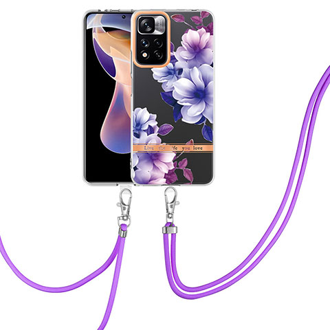 Coque Silicone Motif Fantaisie Souple Couleur Unie Etui Housse avec Laniere Strap Y06B pour Xiaomi Mi 11i 5G (2022) Violet